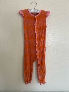KicKee Girls' Pink and Orange One-Piece Romper Snap Up